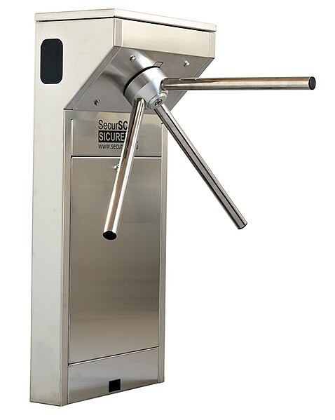 A photograph of a turnstile